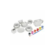 Set de ceai - pentru pictat - ceramica, 15 piese, acurele si pensula incluse, MegaCreative 501294, 3+ ani