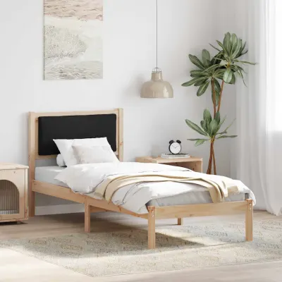 vidaXL Cadru de pat cu headboard Negru 80 x 190 cm Lemn de pin masiv