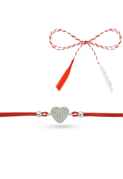 Martisor Premium din Argint cu - Bratara inimioara cu cristale C1 - Argintiu