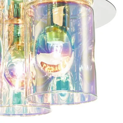 Lampa tavan Inter 3 Light Flush Pol Chrome & Iridised Glass