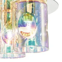Lampa tavan Inter 3 Light Flush Pol Chrome & Iridised Glass