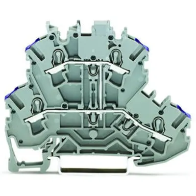 Double-deck terminal block; 4-conductor through terminal block; L; without marker carrier; suitable for Ex e II applications; internal commoning; conductor entry with violet marking; for DIN-rail 35 x 15 and 35 x 7.5; 2.5 mm²; Push-in CAGE CLAMP®; 2,50 m