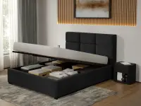 Pat Tapitat Cico de 190 rabatabil 170 x 114 C1 din piele/stofa Negru - Falcone 14 180x190
