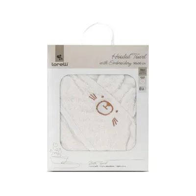 Prosop de baie cu gluga si broderie, Lorelli, 90 x 90 cm, bumbac, White