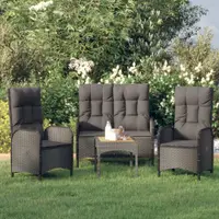 Gossi set mobilier de gradina cu perne, 3 piese, negru, poliratan