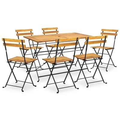 vidaXL Set mobilier de exterior pliabil, 7 piese, lemn masiv de acacia