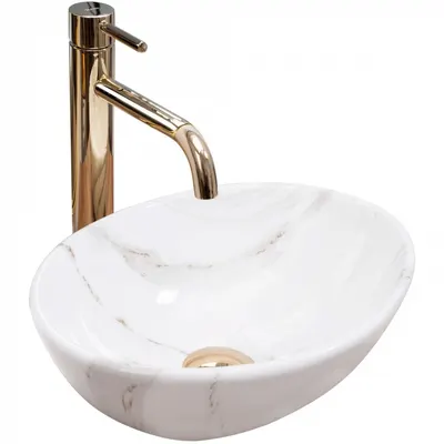 Lavoar oval Rea Sofia, ceramica cu finisaj lucios, imitatie piatra , 35x26 cm