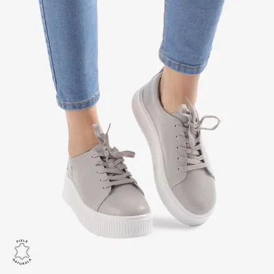Pantofi Casual dama din Piele Naturala CRL0850 GRI