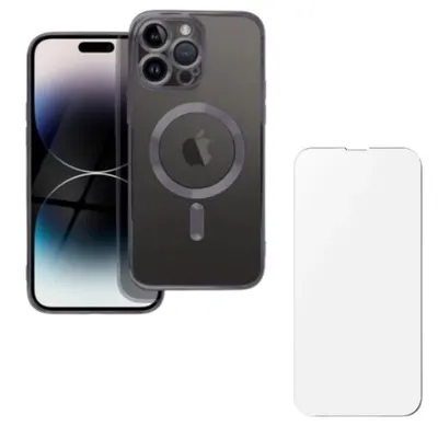 Husa si Folie Protectie pentru iPhone 16 TPU, Protectie si pentru Camera, MagSafe, Anti-Alunecare, Anti-Galbenire, Transparenta cu Margine Neagra Engros