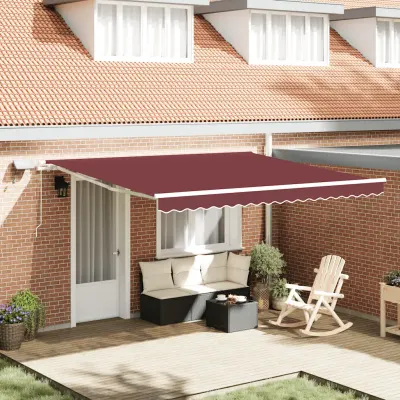 vidaXL Copertina retractabilă manual cu LED, vișiniu, 400x300 cm