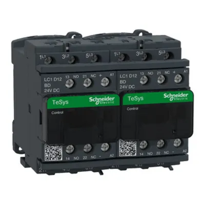 Contactor inversor, TeSys Deca, 3P(3NO), AC-3, <=440V, 12A, bobina 24V CC, cu interblocare mecanica si electrica, terminale cu surub