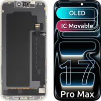 Display cu Touchscreen MP compatibil cu Apple iPhone 17 Pro Max, cu Rama, Versiune OLED FHD IC Movable, Negru
