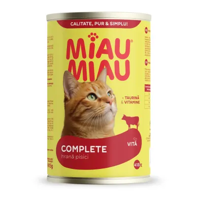 Conserva pentru pisici Miau Miau cu vita 415 gr