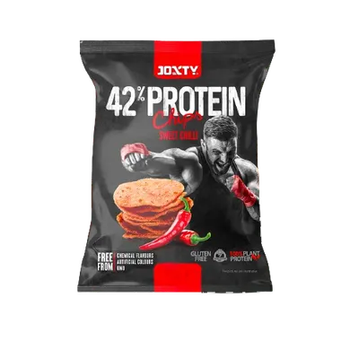 Chipsuri cu ardei gras rosu cu 22% proteine, 50g, Enjoy