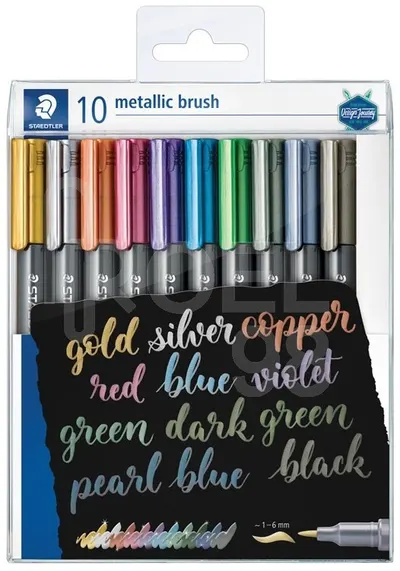 Markere Staedtler - Metallic brush, 1-6 mm, 10 culori