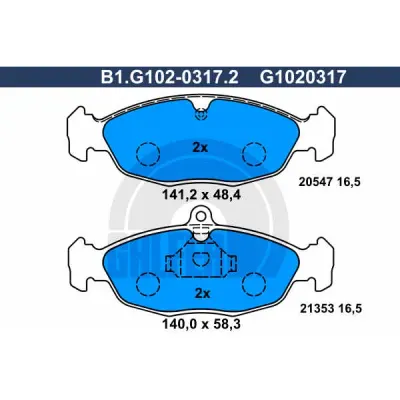 Set placute frana, frana disc GALFER B1.G102-0317.2
