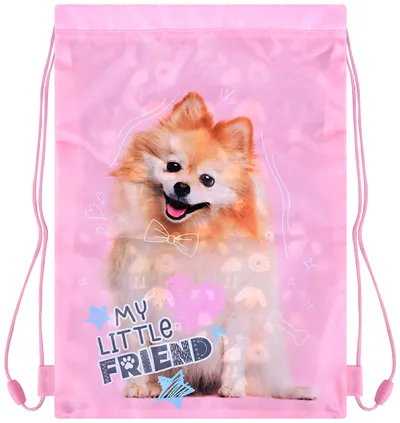 Geantă de sport St. Majewski My Little Friend - Sweet Pomeranian, cu siret