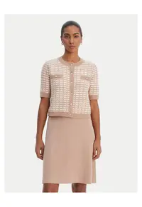 Set pulover si rochie - slim fit - bej - acril si viscoza