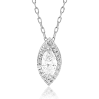 Lant cu pandantiv din aur alb cu diamante marquise si rotunde de 0.41ct
