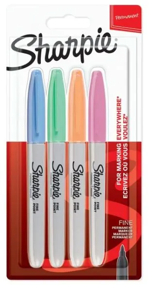 Set markere permanente Sharpie - F, 4 culori pastelate