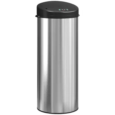 HOMCOM Coș de gunoi de 55L cu senzor pentru deschidere automată și închidere amortizată, 32x30x72.5 cm, Argintiu | Aosom Romania