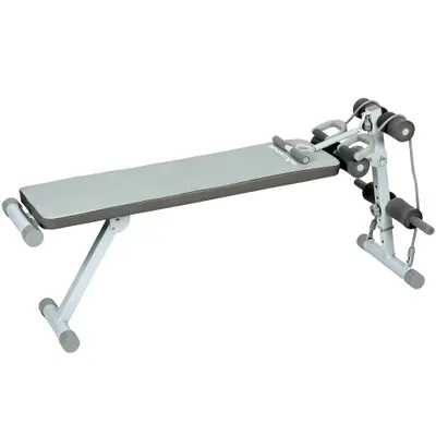 SPORTNOW Bancă multifuncțională pentru antrenament, bancă plată reglabilă cu șezut pe 3 nivele, 141 x 52 x 54-71 cm, albastru și alb | Aosom Romania