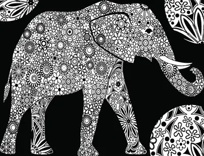 Tablou de colorat ColorVelvet - Elefant, 70 x 50 cm
