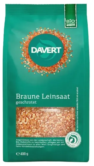 Semințe de in brune organice, zdrobite, 400 g, Davert