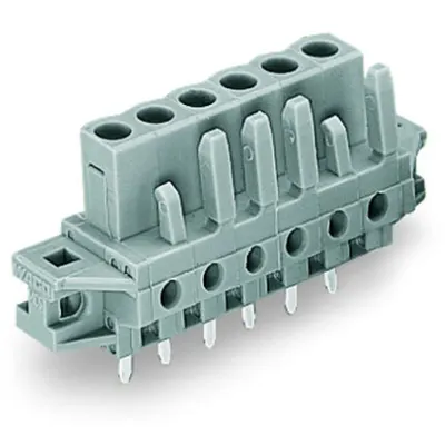 THT female header; 0.6 x 1.0 mm solder pin; straight; clamping collar; Pin spacing 5 mm; 17-pole; gray