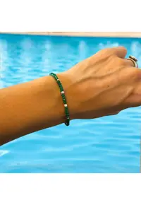 Bratara femei handmade Narcisa din Jad Verde cu argint 925 - 17-18 cm