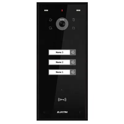 Videointerfon de exterior Electra VPH.03S03.ELBTL, 3 familii, montaj aparent, negru