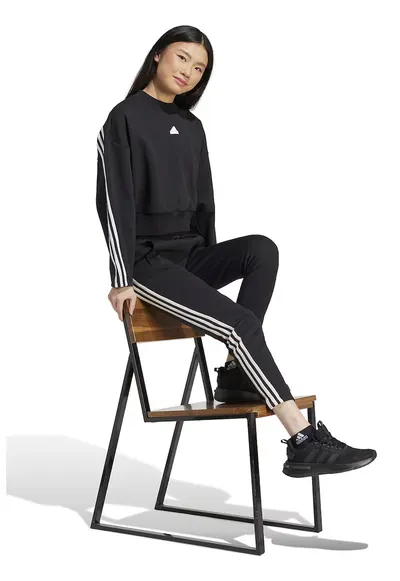 Bluza de trening crop cu decolteu la baza gatului - Alb/Negru