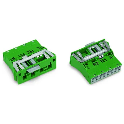 Snap-in plug; with direct ground contact; 4-pole; Cod. Q; 4,00 mm²; green