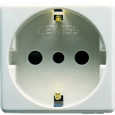 Italian/german Standard Priza 250v Ac - 2p+e 16a - P30 - 2 Modules - System White