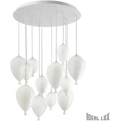 Corp de iluminat din sticla suflata si prelucrata manual sub forma de balon alb 12x40W