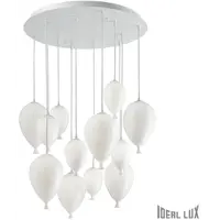 Corp de iluminat din sticla suflata si prelucrata manual sub forma de balon alb 12x40W