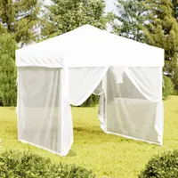 Gossi cort pliabil pentru petrecere, cu pereti laterali, alb, 2x2 m