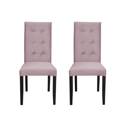 Set 2 scaune living TEO LUX, picioare lemn wenge, stofa roz pudra, 46x60x98 cm