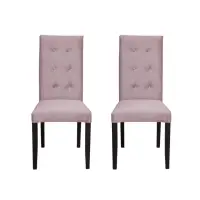 Set 2 scaune living TEO LUX, picioare lemn wenge, stofa roz pudra, 46x60x98 cm