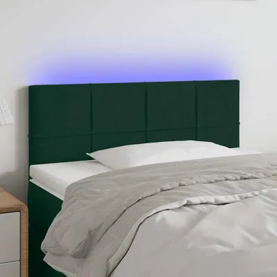 vidaXL Tăblie de pat cu LED, verde închis, 90x5x78/88 cm, catifea