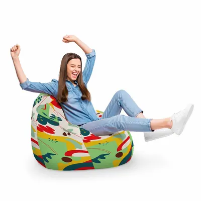 Fotoliu Puf Bean Bag tip Para XL Abstract Jungle Verde