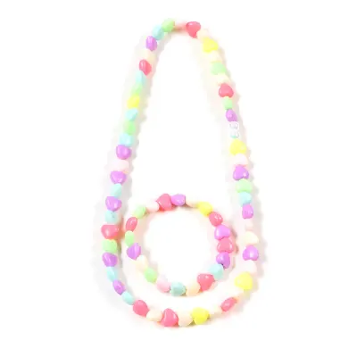 Set colier si bratara cu inimi multicolore