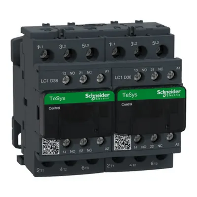 Contactor inversor, TeSys Deca, 3P(3NO), AC-3, <=440V, 38A, bobina 110V AC 50/60Hz, borne cu surub