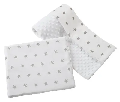 Set paturica Nichiduta 75x100 cm si perna 35x30 cm Minky Stars White