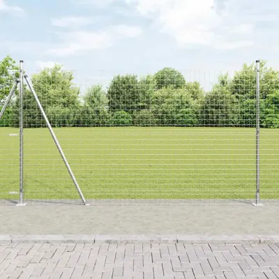 vidaXL Gard Euro cu Bază din Beton 10 x 1,4 m Oțel Galvanizat Argintiu