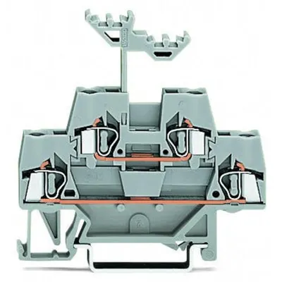 Double-deck terminal block; Through/through terminal block; for DIN-rail 35 x 15 and 35 x 7.5; 2.5 mm²; CAGE CLAMP®; 2,50 mm²; gray/gray