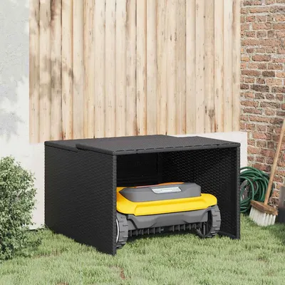 vidaXL Garaj pentru mașina de tuns iarba negru 86x90x52/57cm poliratan