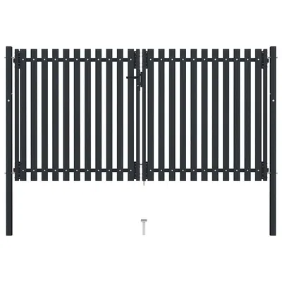 vidaXL Poartă de gard cu ușă dublă, oțel, 300x175 cm, antracit