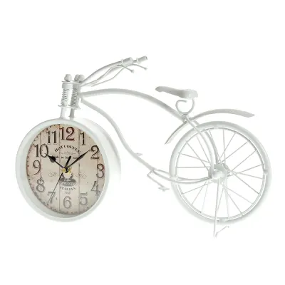 Ceas decorativ de masa in forma de bicicleta vintage alba Ceas decorativ de masa in forma de bicicleta vintage