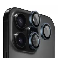 Folie de protectie Camera Spate Blueo Metal Frame pentru Apple iPhone 15 Pro, Sticla Securizata, Albastra